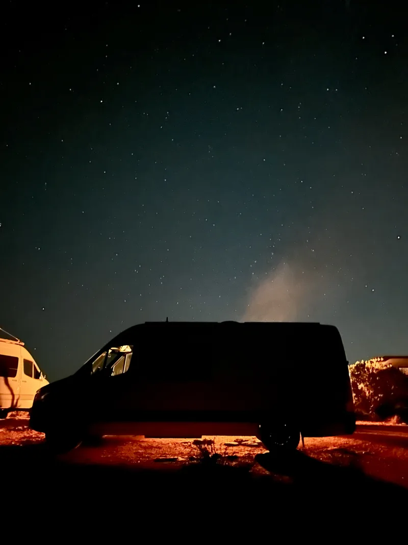 Stars above Pebbles at camp after dark