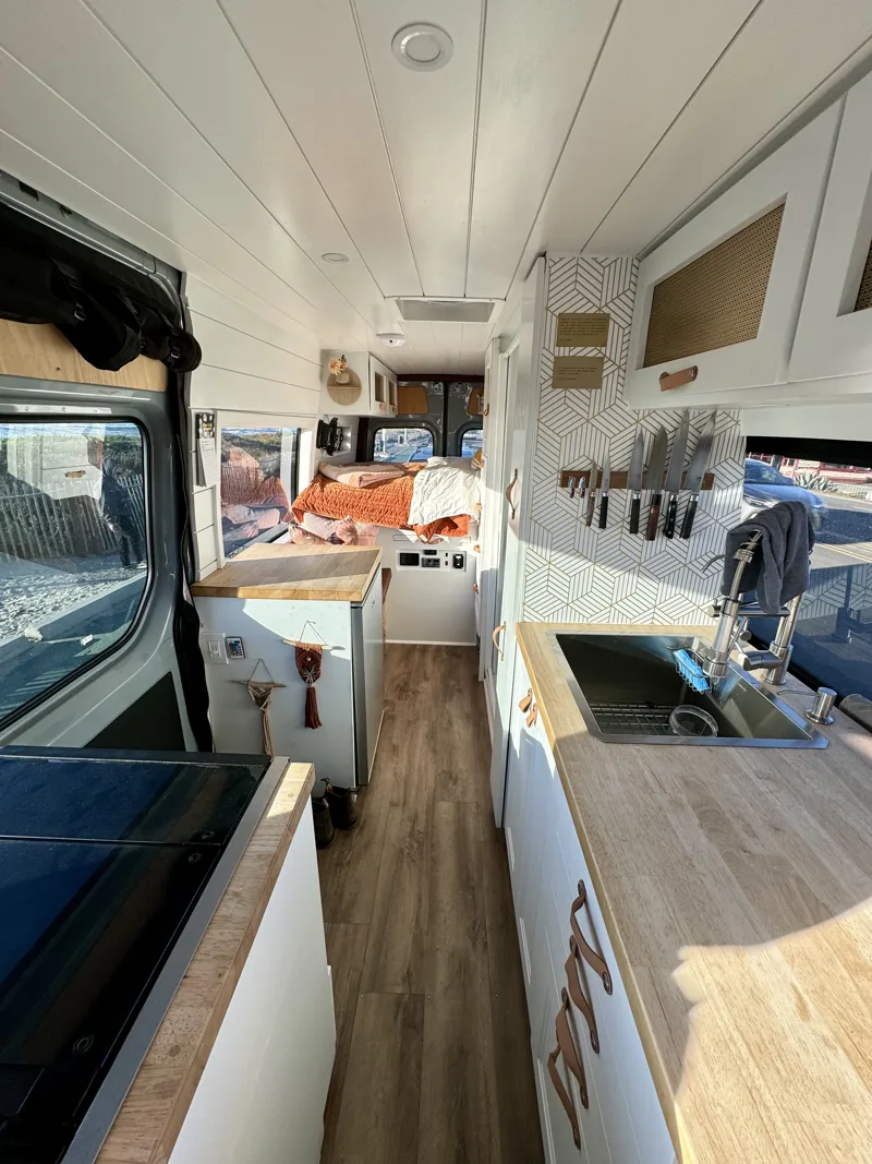 View through the kitchen toward the cab